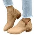 thumbnail image 1 of Willtoo Suede Ankle Boots for Women Low Heel Non Slip Low Chunky Booties Fall Winter Walking Outdoor Short Boots with Zipper Khaki, 1 of 6