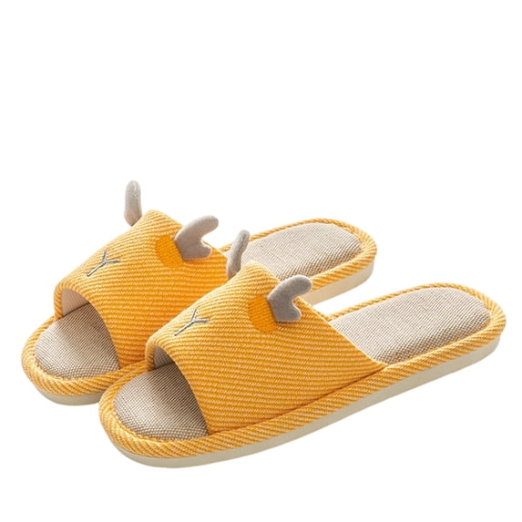 Willtoo Summer House Linen Slippers for Women, Ultra Soft Breathable Slippers Open Toe Bedroom Shoes