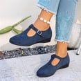 thumbnail image 1 of Willtoo T Strap Mary Janes for Women Faux Suede Closed Toe Mary Jane Wedges with Buckle Comfortable Dress Shoes Work Business Casual, 1 of 5