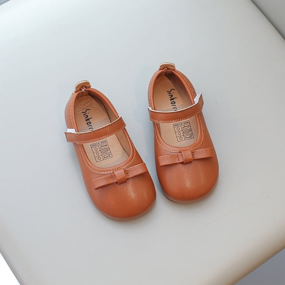 Willtoo Toddler Little Girls Dress Shoes Mary Jane Flats Wedding School Shoes with Bowknot Comfy Faux Leather Princess Shoes