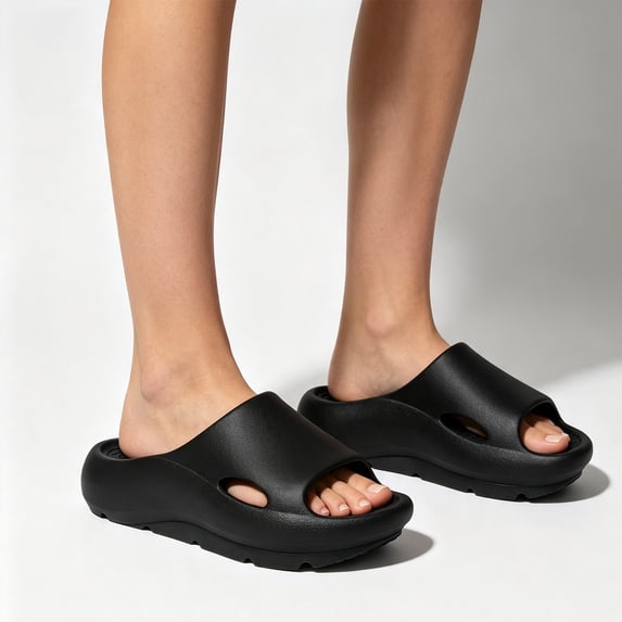 Willtoo Unisex Arch Support Negative Heel Slide Sandals Ergonomic Thick Platform Slides Non Slip Open Toe Orthopedic Slippers
