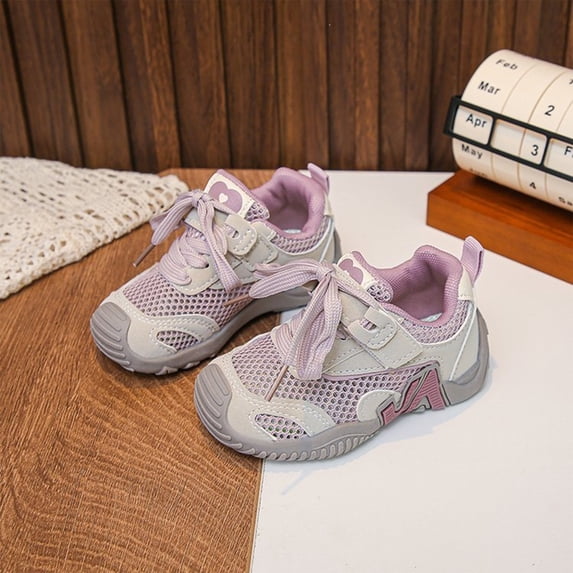 Willtoo Unisex Kids Mesh Retro Trainers Boys Girls Lace Up Light Walking Shoes Soft Non-Slip Breathable Casual Daily Footwear for School Outdoor