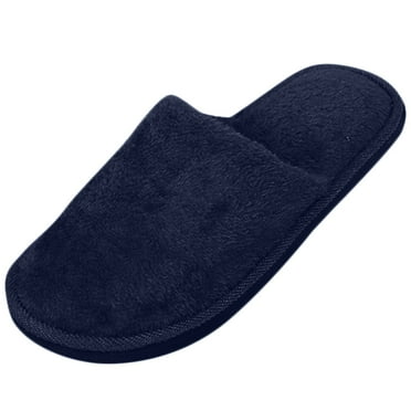 Willtoo Warm Home Soft Slippers for Men Anti-slip Winter Floor Bedroom Shoes Navy 44-45(9-9.5)