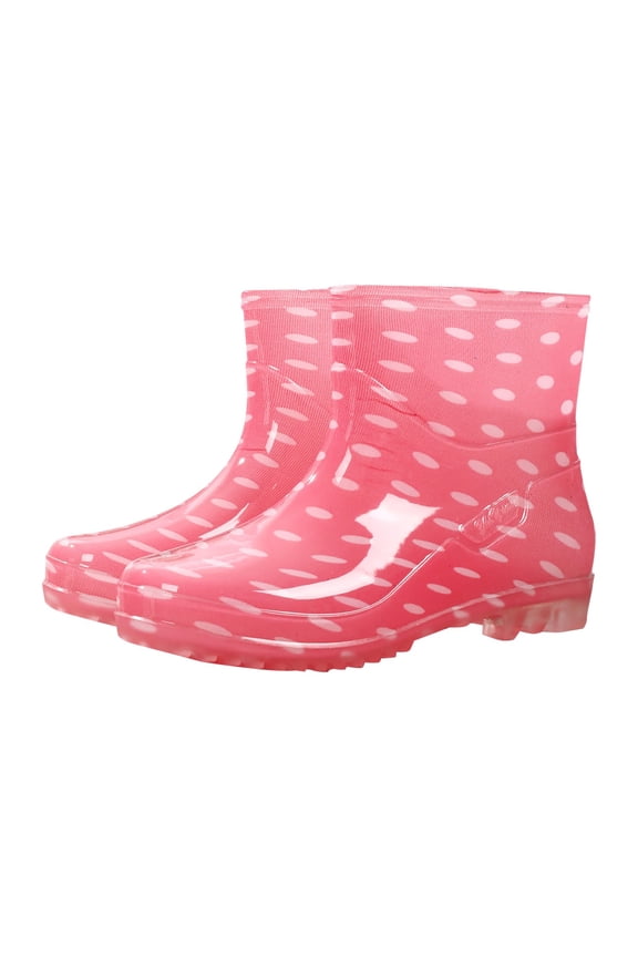 Water Shoes Shoe Round Waterproof Middle Toe Low Heeled Rain Boots Pink