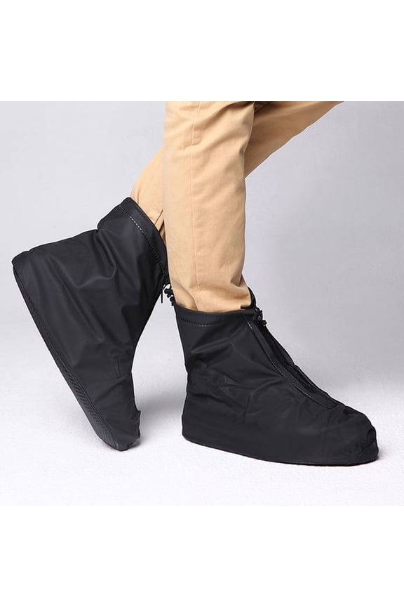 Waterproof Shoe Covers, Reusable Foldable Slip Proof Bottom Overshoes with Zipper, Keep Shoes Dry for Gardening Cycling Fishing Walking in Rain Snow and Mud