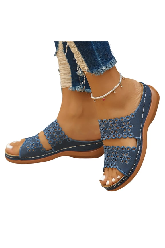 Wedges Orthopedic Sandals for Women Comfortable Orthopedic Dressy Casual Summer Breathable Vacation Shoes Platform Floral Slides Sandals