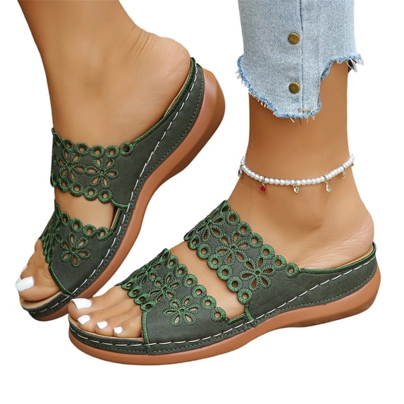 Willtoo Wedges Orthopedic Sandals for Women Comfortable Orthopedic Dressy Casual Summer Breathable Vacation Shoes Platform Floral Slides Sandals
