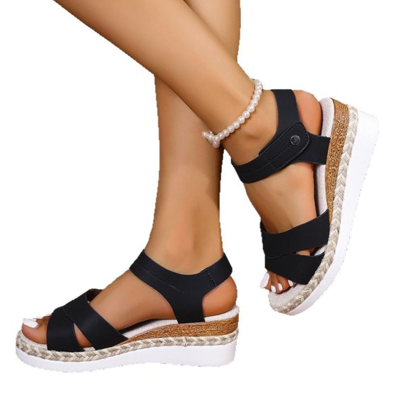 Willtoo Wedges Sandals for Women Open Toe Slingback Platform Wedges Sandal with Adjustable Ankle Strap Summer Slip On Arch Support Comfortable Walking Sandals Casual Dressy Beach Outdoor Sandal