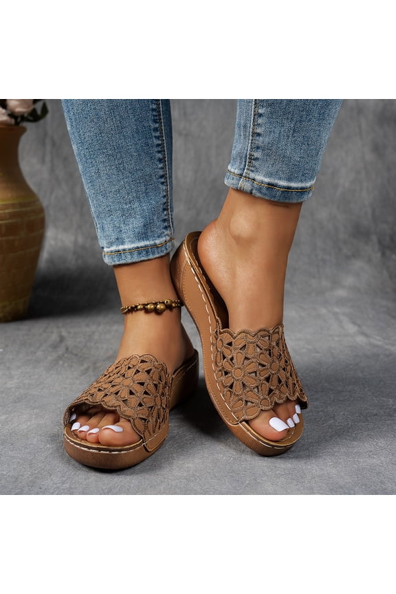 Wedges Sandals for Women Comfortable Orthopedic Dressy Casual Summer Breathable Vacation Shoes Platform Floral Slides Sandals