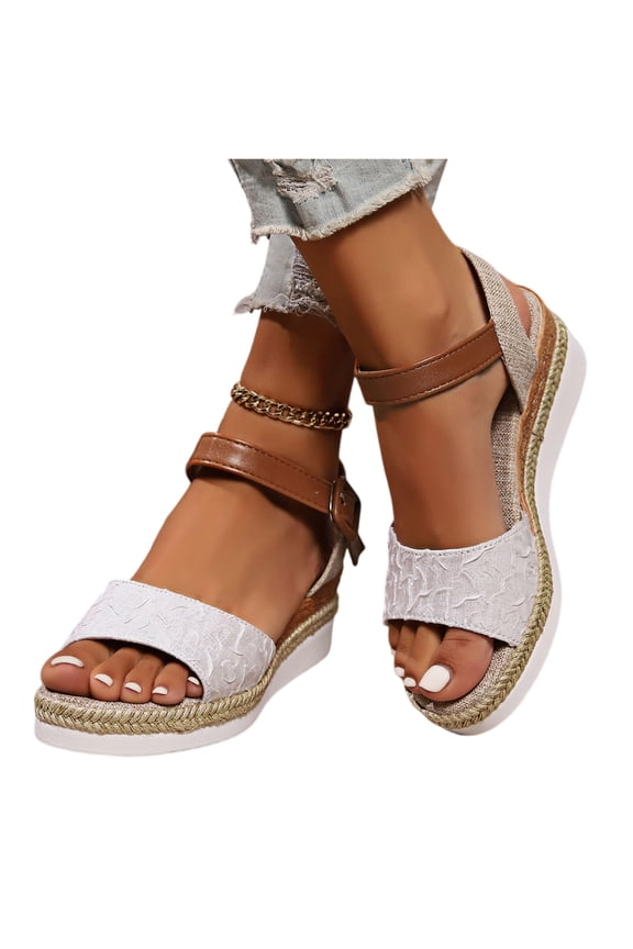 Wedges for Women Summer Dressy Slip On Orthopedic Sandals with Arch Support Open Toe Ankle Strap Beach Boho Sandals