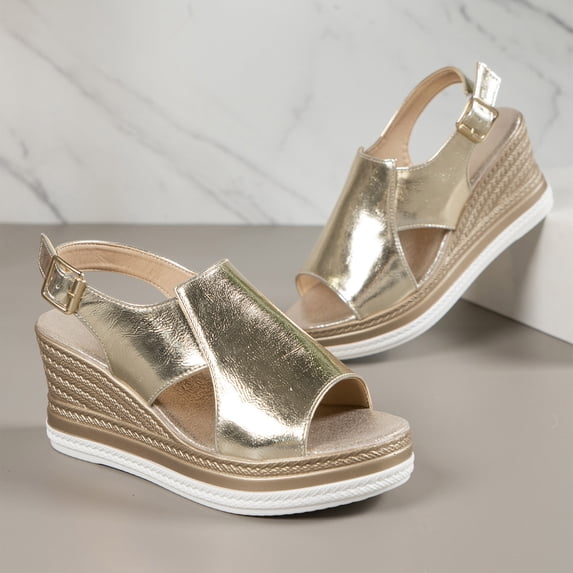 Willtoo Wide Width Platform Wedge Sandals for Women: Comfortable Low Heel Open-Toe Summer Shoes with Adjustable Ankle Strap
