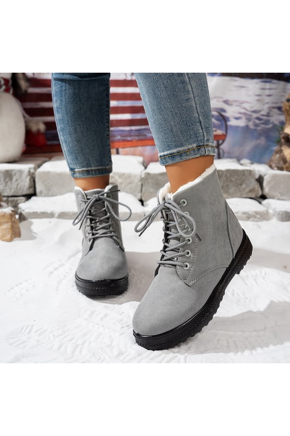 Winter Ankle Boots Women, Ladies Warm And Comfortable Casual Snow Boots for Women Gray