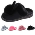 thumbnail image 1 of Willtoo Winter slippers female furry rabbit ears slippers, cute caton animal rabbit ears plus plush Soft Comfort slippers Black, 1 of 4