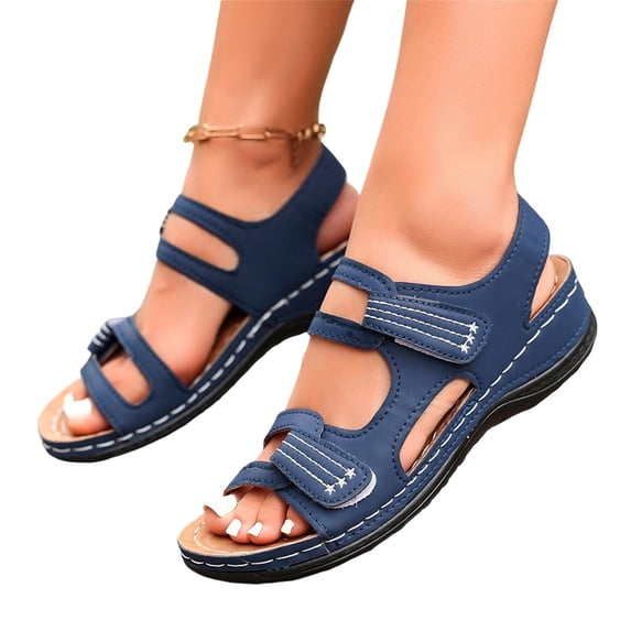 Willtoo Women Arch Support Walking Sandals Comfortable Open Toe Wide Width Orthopedic Sandals with Adjustable Hook Loop Strap Summer Dressy Non-Slip Casual Sandal