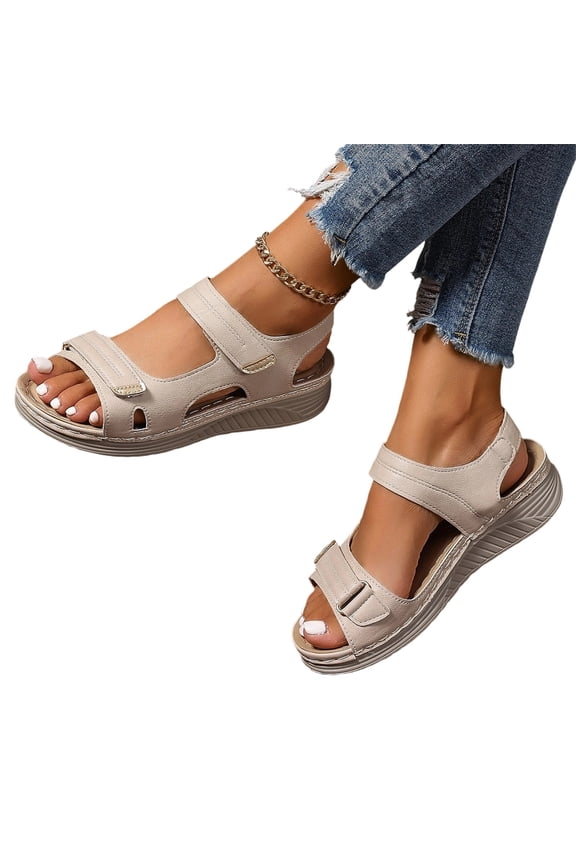 Women Arch Support Walking Sandals Comfortable Open Toe Wide Width Orthopedic Sandals with Adjustable Hook Loop Strap Summer