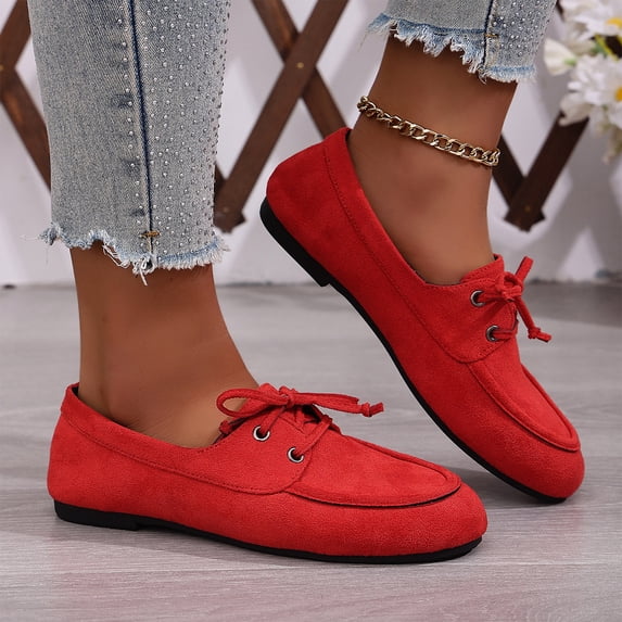 Willtoo Women Bow Decor Faux Suede Loafers Soft Flat Slip On Flats Lightweight Non-Slip Casual Walking Shoes for Daily Outdoor Spring Autumn Wear