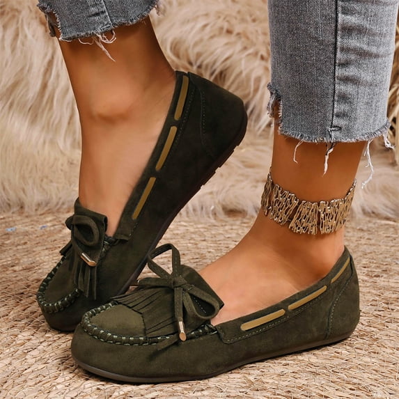 Willtoo Women Comfortable Work Laofers with Knot Summer Spring Fall Casual Flats Shoes