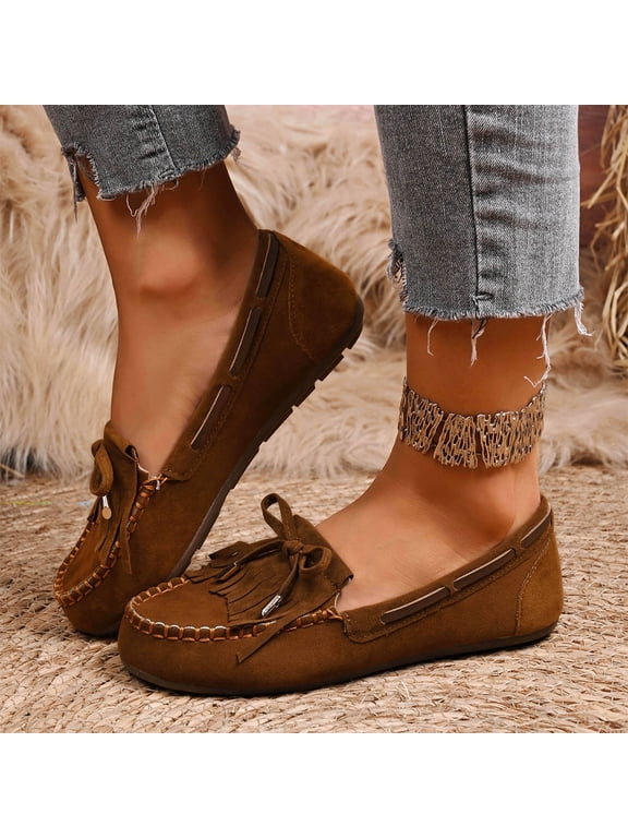 Women Comfortable Work Laofers with Knot Summer Spring Fall Casual Flats Shoes