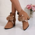 thumbnail image 1 of Willtoo Women Cute Bow Ankle Boots Round Toe Chunky Block Heel Back Zipper Short Booties Soft Suede Fashion High Heel Shoes, 1 of 6