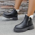 thumbnail image 1 of Willtoo Women Fleece Lined Platform Ankle Boots Side Zipper Warm Winter Snow Booties Round Toe Non Slip Thick Sole Short Boots, 1 of 6