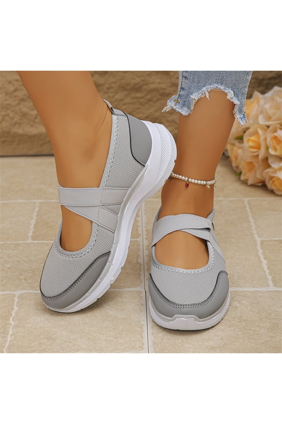 Women Mary Jane Orthopedic Shoes Slip On Walking Comfortable Dressy Knit Washable Casual Nurse Shoe with Arch Support