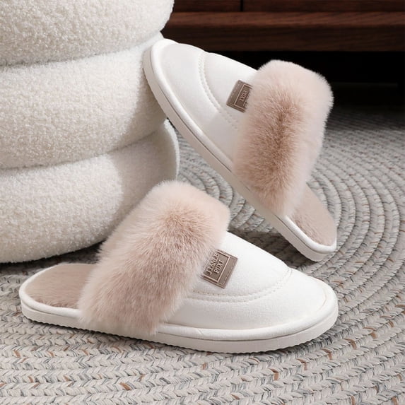 Willtoo Women Men Fuzzy Faux Suede Slippers Warm Plush Winter Memory Foam House Shoes Non-Slip Sole Indoor Outdoor Bedroom Lounge Slippers