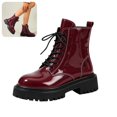 thumbnail image 1 of Willtoo Women Mid Calf Booties Faux Sequin Leather Non Slip Boot Lace Up Round Toe Platform Booties Motorcycle Slouchy Bootie, 1 of 6