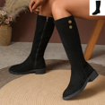 thumbnail image 1 of Willtoo Women Mid‑Calf Tall Boots, Round Toe Low Block Heel Side Zipper Boots, Metal Button Decor Soft Upper Fall Winter Casual Fashion Boots, 1 of 6