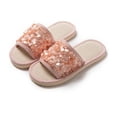thumbnail image 1 of Willtoo Women Open Toe Flat Slides Sparkly Sequin Slip-On Sandals Non-Slip House Footwear Casual Summer Indoor Outdoor, 1 of 4