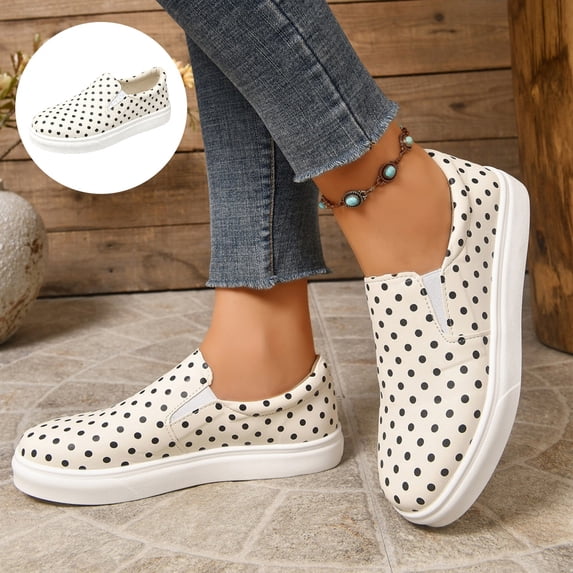 Willtoo Women Platform Canvas Sneakers Polka Dot Shoes