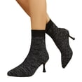 thumbnail image 1 of Willtoo Women Pointed Toe Stiletto Sock Ankle Boots Stretch Knit Slip On Short Boots Fall Winter Slim Heel Fashion Booties, 1 of 6