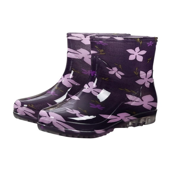 Willtoo Women Rain Boots Waterproof Cute Garden Shoes Non Slip Comfort Insole Wellies Mid Calf Rainboots for Ladies Outdoor Workout Rain Shoes Purple