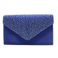 thumbnail image 1 of Willtoo Women Rhinestone Decor Envelope Clutch Bag Evening Party Handbag Purse Blue, 1 of 3