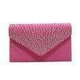 thumbnail image 1 of Willtoo Women Rhinestone Decor Envelope Clutch Bag Evening Party Handbag Purse Hot Pink, 1 of 3