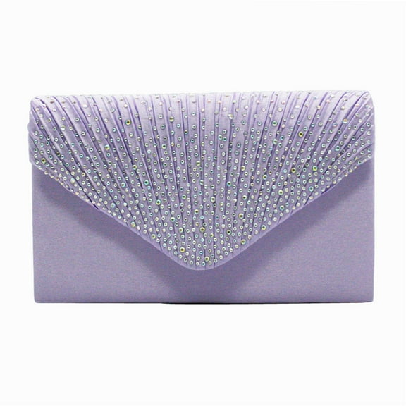 Willtoo Women Rhinestone Decor Envelope Clutch Bag Evening Party Handbag Purse Pink