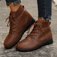 thumbnail image 1 of Willtoo Women'S Winter Ankle Boots Round Toe Front Lace Up Flat Low Cut Casual Faux Fur Lined Booties, 1 of 5