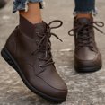 thumbnail image 1 of Willtoo Women'S Winter Ankle Boots Round Toe Front Lace Up Flat Low Cut Casual Faux Fur Lined Booties, 1 of 5