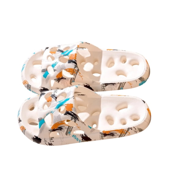 Willtoo Women Slides Sandals Hollow Hole Printed Non-Slip House Slippers Casual Platform Beach Sandals Bathroom Slides Shower Shoes