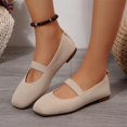 thumbnail image 1 of Willtoo Women Solid Suede Flats Ankle Strap Slip on Casual Shoes 2025 Square Toe Low Heels Vintage Fashionable Breathable Comfortable Slip Resistant Office Travel Walking Dancing Shoes Beige, 1 of 6