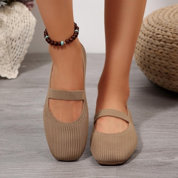 Willtoo Women Solid Suede Flats Ankle Strap Slip on Casual Shoes 2025 Square Toe Low Heels Vintage Fashionable Breathable Comfortable Slip Resistant Office Travel Walking Dancing Shoes Brown