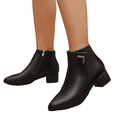 thumbnail image 1 of Willtoo Women Faux Suede Ankle Booties 2026 Block Chunky Low Heel Short Boots Fashion Pointed Toe Side Zipper Metal Decoration Vintage Booties Autumn Winter, 1 of 5