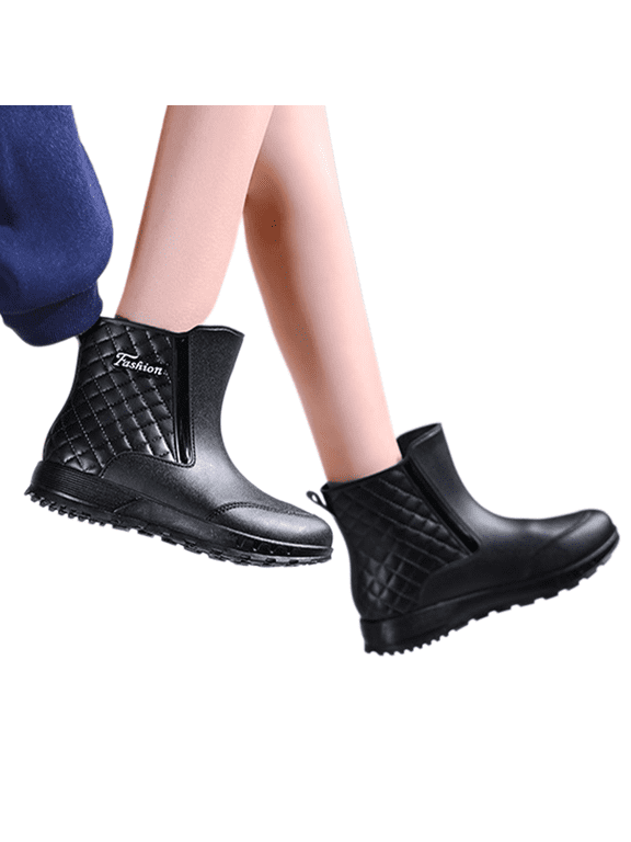 Women Waterproof Short Rain Boots, Lightweight Non‑Slip Ankle Rain Booties, Elastic Weather‑Resistant Outdoor Rain Shoes