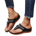 thumbnail image 1 of Willtoo Women Wedge Orthopedic Flip Flops Boho Bling Rhinestone Slide Sandals Comfortable Slip On Thong Slippers Summer Casual Walking Beach, 1 of 5