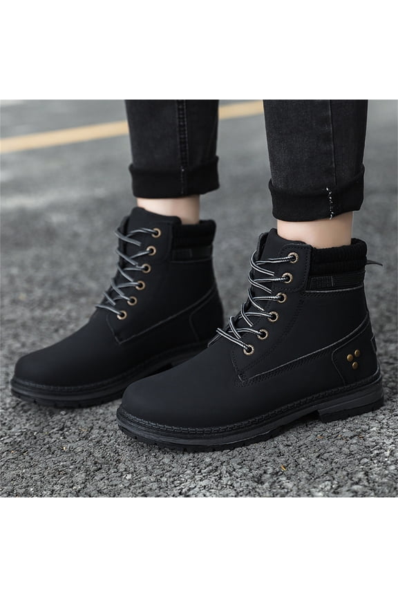 Women Work Boots - Waterproof Hiking Outdoor Lightweight Construction Comfortable Black