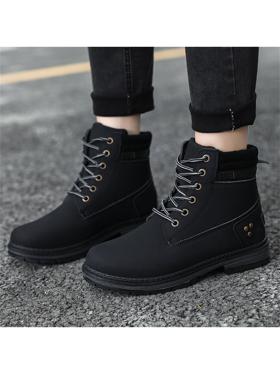 Women Work Boots - Waterproof Hiking Outdoor Lightweight Construction Comfortable Black