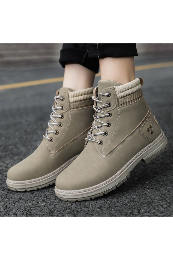 Women Work Boots - Waterproof Hiking Outdoor Lightweight Construction Comfortable Brown