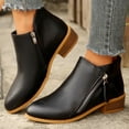 thumbnail image 1 of Willtoo Women's Ankle Boots Low Chunky Heel Faux Suede Ankle Boots with Side Zipper Casual Comfortable Solid Color Round Toe Orthopedic Arch Support Booties Wide Width Walking Boots for Fall Winter, 1 of 5