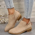 thumbnail image 1 of Willtoo Women's Ankle Boots Low Heels Chunky Fashion Zipper Dressy Booties for Women Pointed Toe Slip On Dress Short Shoes Khaki, 1 of 5