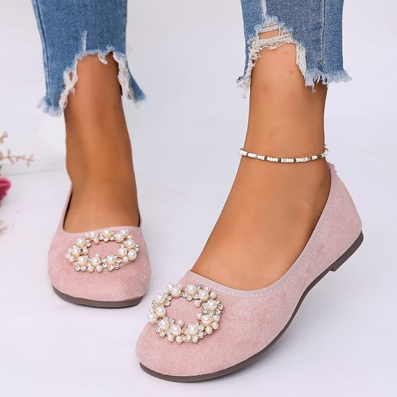 Willtoo Women's Ballet Flats, Round Toe Comfortable Flat Shoes, Slip‑On Non-Slip Summer Breathable Loafers Soft Sole Dress Casual Walking Shoes for Daily Party Office Wear