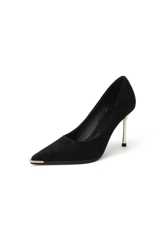Women's Black Suede Pointed Toe Stiletto High Heel Pumps for Spring Parties & Events Black